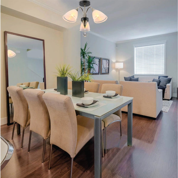 Interior application of Petal Snowdrop Cone Glass Antique Brass Semi Flush Ceiling Light E27 | TEKLED 159-17726