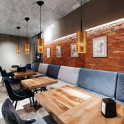 Indoor usage of Nebula Gold Cylinder Glass Pendant Ceiling Light with E27 Fitting | TEKLED 158-19764