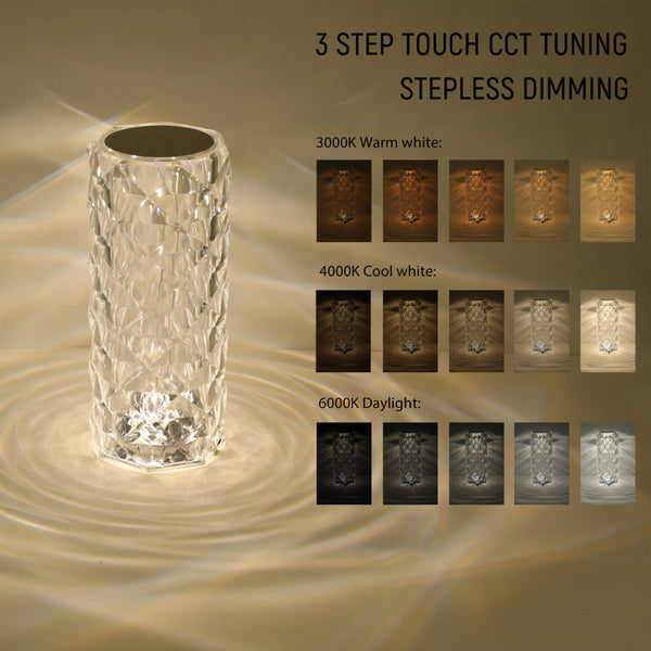 Lámpara cilíndrica recargable de cristal, ideal para la sala de estar moderna, aportando un toque elegante y funcional a la decoración.