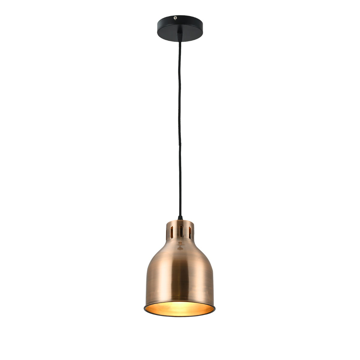 Luz colgante contemporánea con diseño de cilindro y cúpula, ideal para comedores modernos y espacios elegantes.