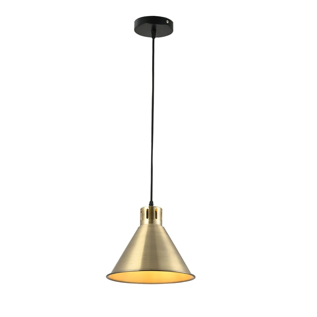 Imagen principal de una lámpara de suspensión cónica industrial, perfecta para cocinas modernas o comedores con estilo contemporáneo.