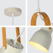 Primer plano de la lámpara colgante en forma de cono nórdico, ideal para cocinas modernas y decoraciones escandinavas elegantes.
