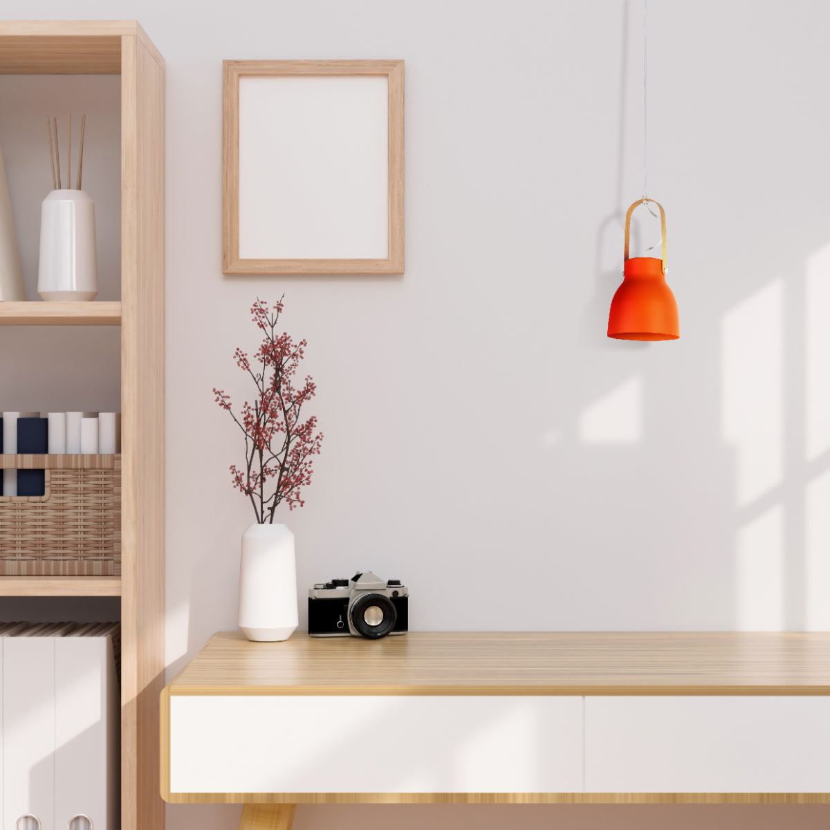 Lámpara colgante moderna en forma de cono, ideal para comedores con estilo nórdico y minimalista, aportando elegancia y funcionalidad.
