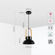 Lámpara colgante tipo cono nórdica Narvik, ideal para iluminar comedores con estilo minimalista y elegante.