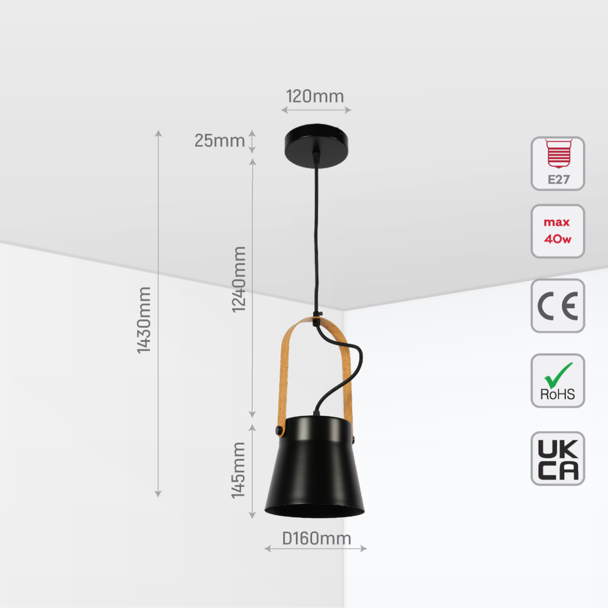 Imagen principal de una lámpara colgante en forma de cono, ideal para espacios de cocina con decoración nórdica contemporánea.
