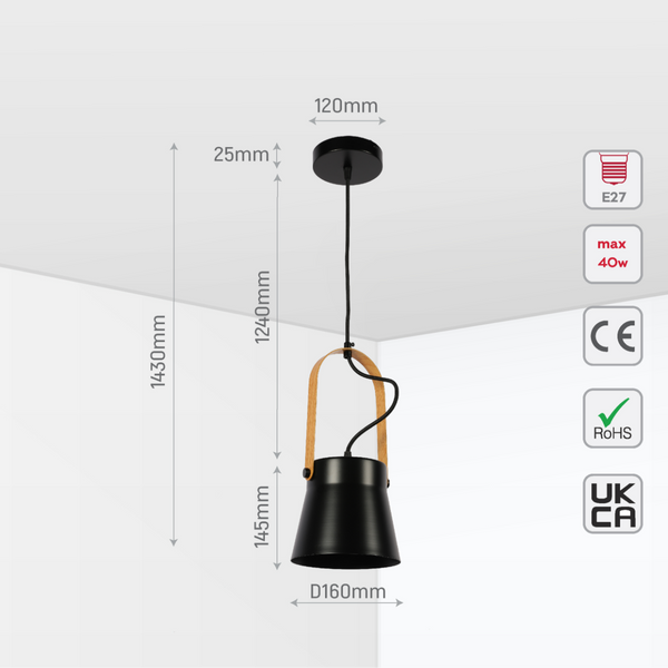 Imagen principal de una lámpara colgante en forma de cono, ideal para espacios de cocina con decoración nórdica contemporánea.