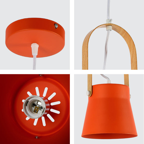 Detalle de la lámpara colgante de cono nórdico, perfecta para ambientes modernos y minimalistas en comedores o cocinas.