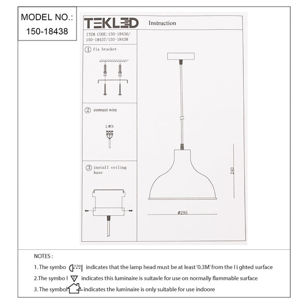 Dibujo técnico de lámpara colgante de domo de cebolla, mostrando dimensiones y detalles de instalación. Ideal para decoración rústica.