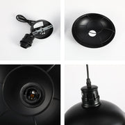 Luz de techo tipo caged industrial en metal negro, perfecta para cocinas o comedores con estilo moderno y toques vintage.