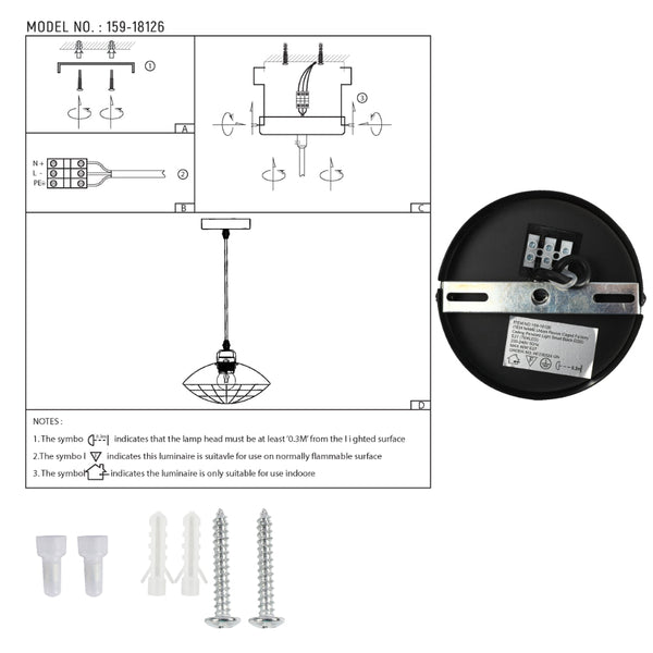 Imagen principal de una lámpara colgante de estilo industrial en forma de jaula, ideal para cocinas y comedores modernos.