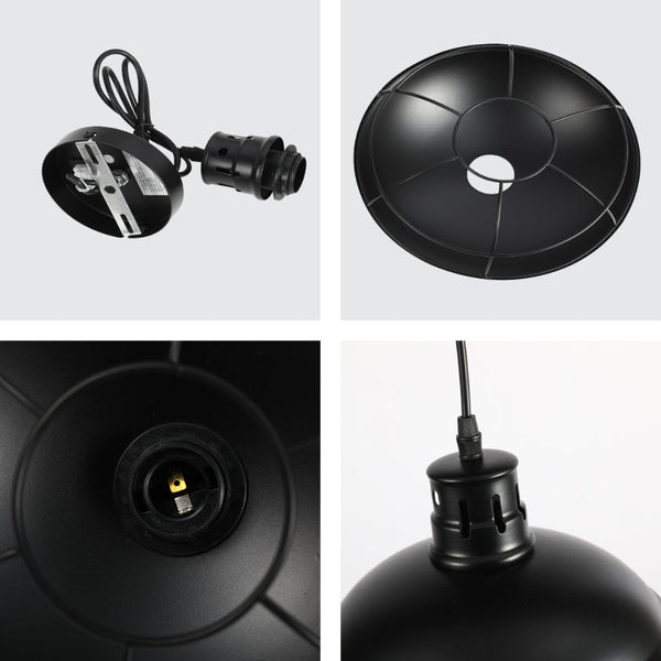 Luz de techo caged factory negra, ideal para espacios industriales y modernos, perfecta sobre mesas en comedores o cocinas.