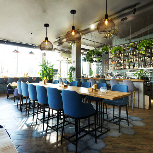 Wire Mesh Industrial Dome Pendant Ceiling Light  grande is in action at a restaurant or caf or bistro or bar