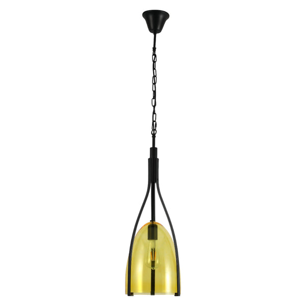 Imagen principal de una lámpara colgante de vidrio en forma de campana, perfecta para comedores con estilo contemporáneo.
