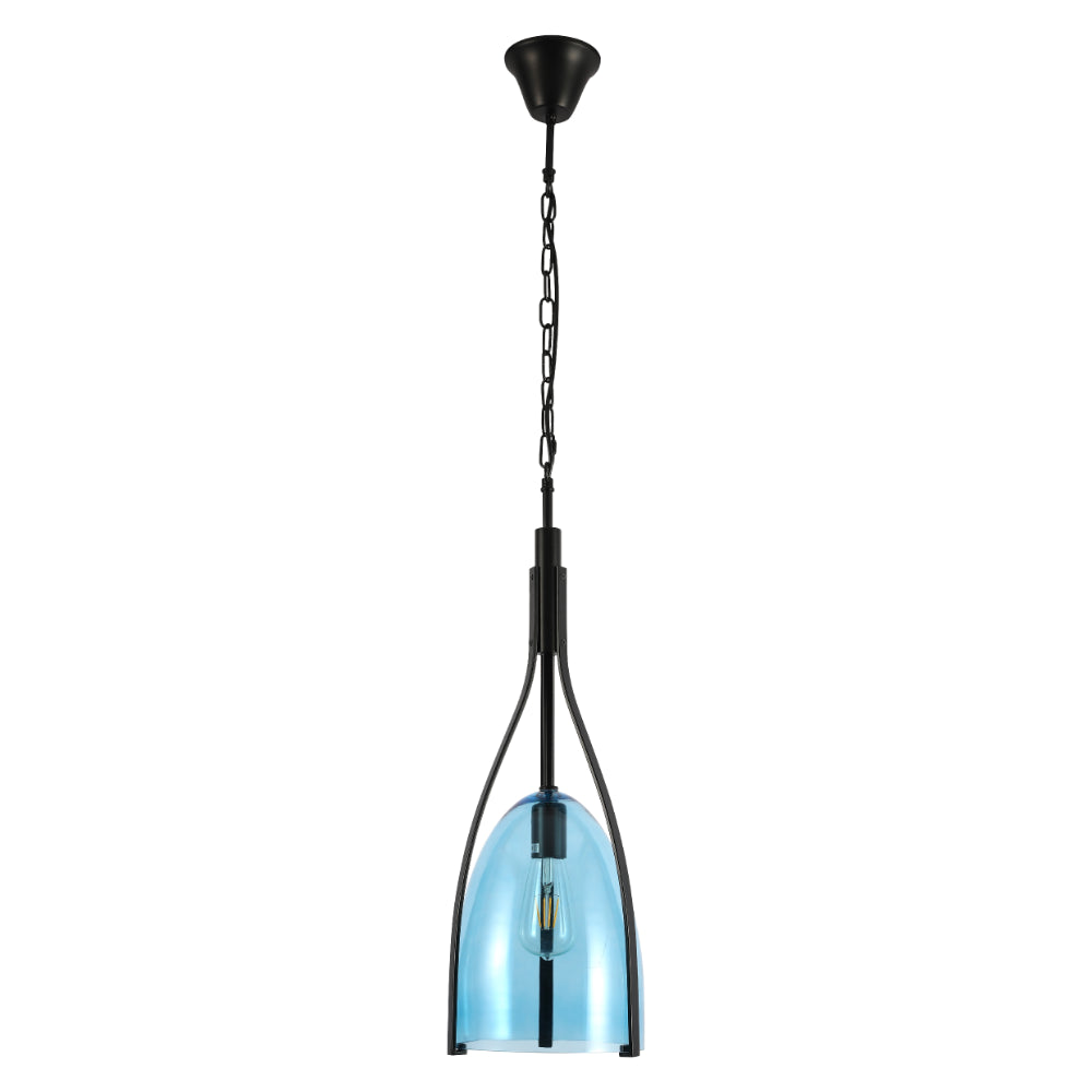 Lámpara colgante de vidrio estilo campana, perfecta para cocinas con decoración moderna y elegante.