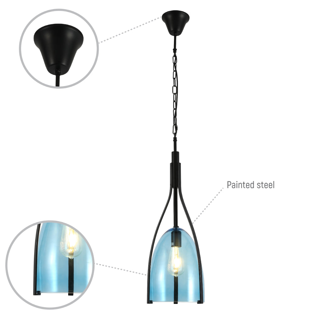 Lámpara colgante de vidrio en forma de campana, perfecta para cocinas en estilo moderno y minimalista. Ideal para iluminación ambiental.