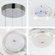 Imagen principal de una lámpara colgante de vidrio minimalista en cromo, perfecta para espacios modernos como comedores o salas de estar.