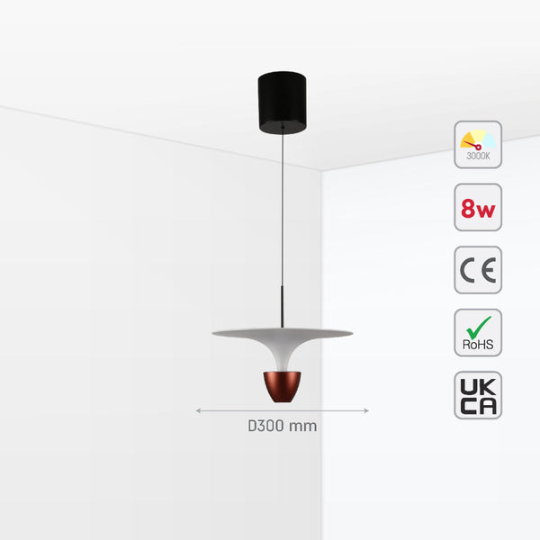 Luz colgante de diseño elegante en forma de fuente, ideal para comedores con estilo contemporáneo y funciones de cambio de temperatura CCT.