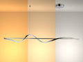 Lámpara colgante LED moderna en forma de onda, ideal para salones con decoración contemporánea y ambientes elegantes.