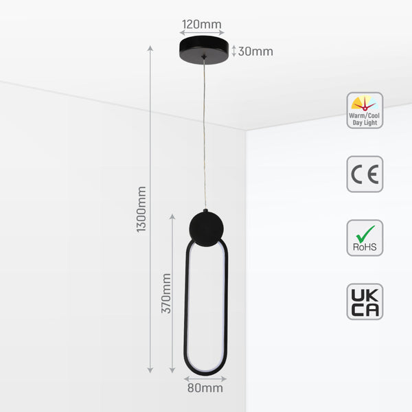 Luz de pendiente LED moderna en círculo negro, ideal para dormitorios con estilo escandinavo y decoración minimalista.