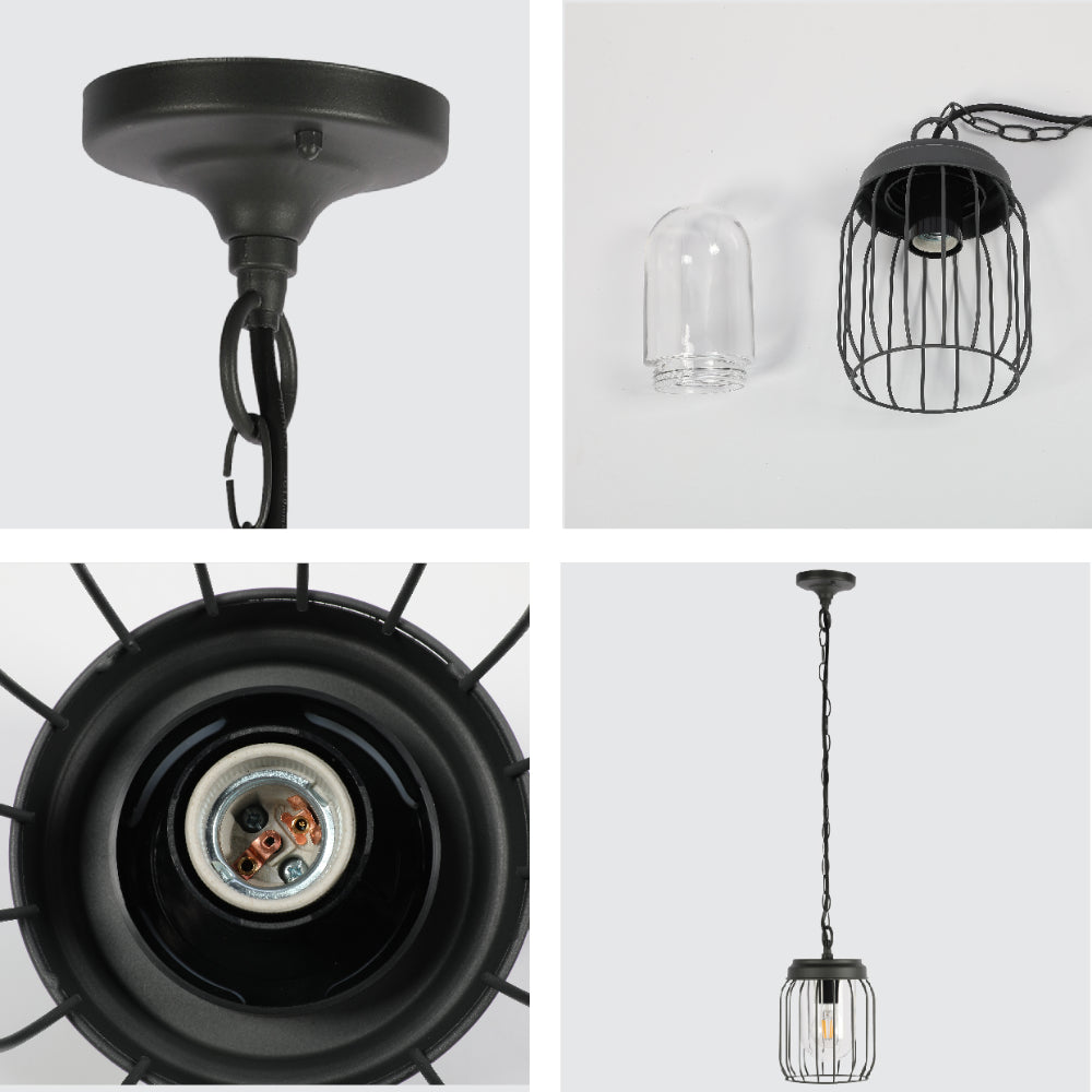 Lámpara colgante exterior Tuela en gris oscuro, perfecta para patios modernos y terrazas con estilo contemporáneo.