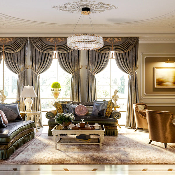 Chandelier de cristal dorado con control remoto, ideal para comedores elegantes y decoración moderna.