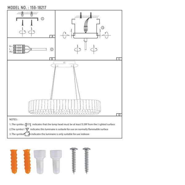 Dibujo técnico de la lámpara colgante de cristal dorado, con control remoto, ideal para salones de estilo moderno.