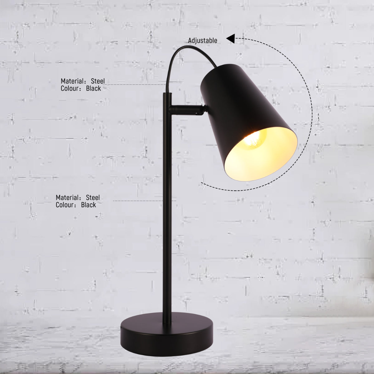 Lámpara de escritorio en forma de cono, ideal para oficinas modernas, combinando elegancia y diseño vibrante.