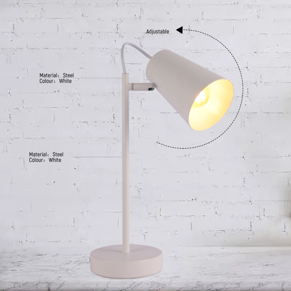 Lámpara de escritorio de cono cortado, ideal para oficinas modernas; diseño elegante en colores vibrantes que añade estilo contemporáneo.
