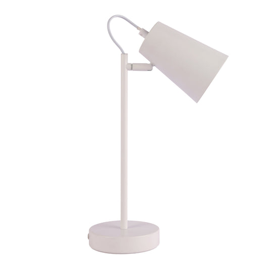 Lámpara de escritorio de corte cónico en colores vibrantes, ideal para oficinas modernas con toques de elegancia contemporánea.