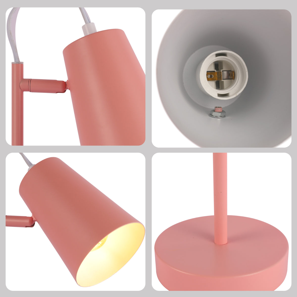 Lámpara de escritorio con diseño cónico, ideal para oficinas modernas, combinando elegancia y funcionalidad en colores vibrantes.