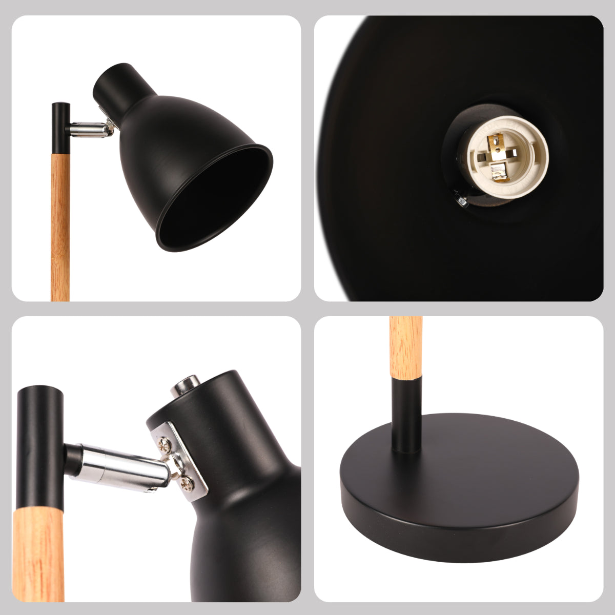 Lámpara de escritorio nórdica con base de madera, perfecta para oficinas modernas y decoraciones minimalistas.