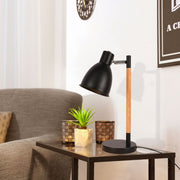 Lámpara de escritorio nórdica con base de madera, perfecta para oficinas modernas y decoraciones contemporáneas.