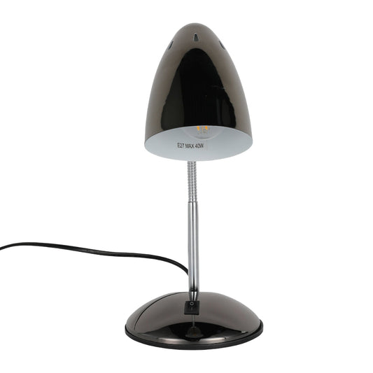 lámpara de escritorio de metal con cuello flexible, perfecta para oficinas con estilo industrial y contemporáneo.