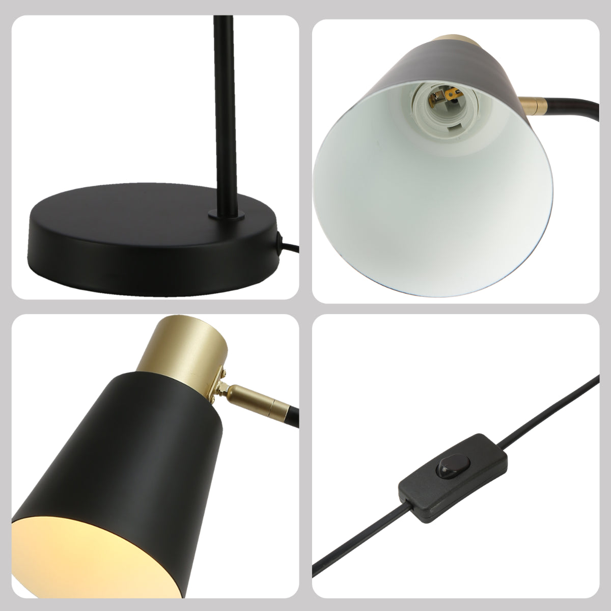 Lámpara de escritorio curva E27, ideal para oficinas modernas, con un diseño elegante que aporta estilo y funcionalidad a tu espacio de trabajo.