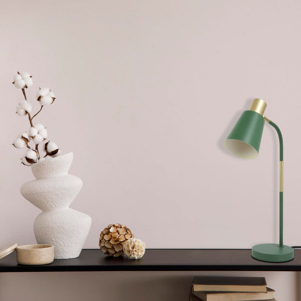 Lámpara de escritorio con diseño curvado, ideal para oficinas modernas, aportando estilo y funcionalidad a su espacio de trabajo.