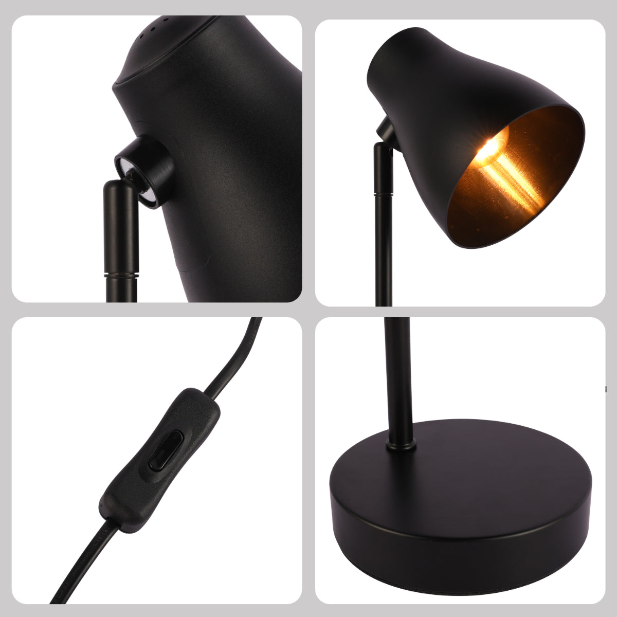Lámpara de escritorio rotativa elegante, perfecta para oficinas modernas y estudios, combinando funcionalidad y estilo contemporáneo.