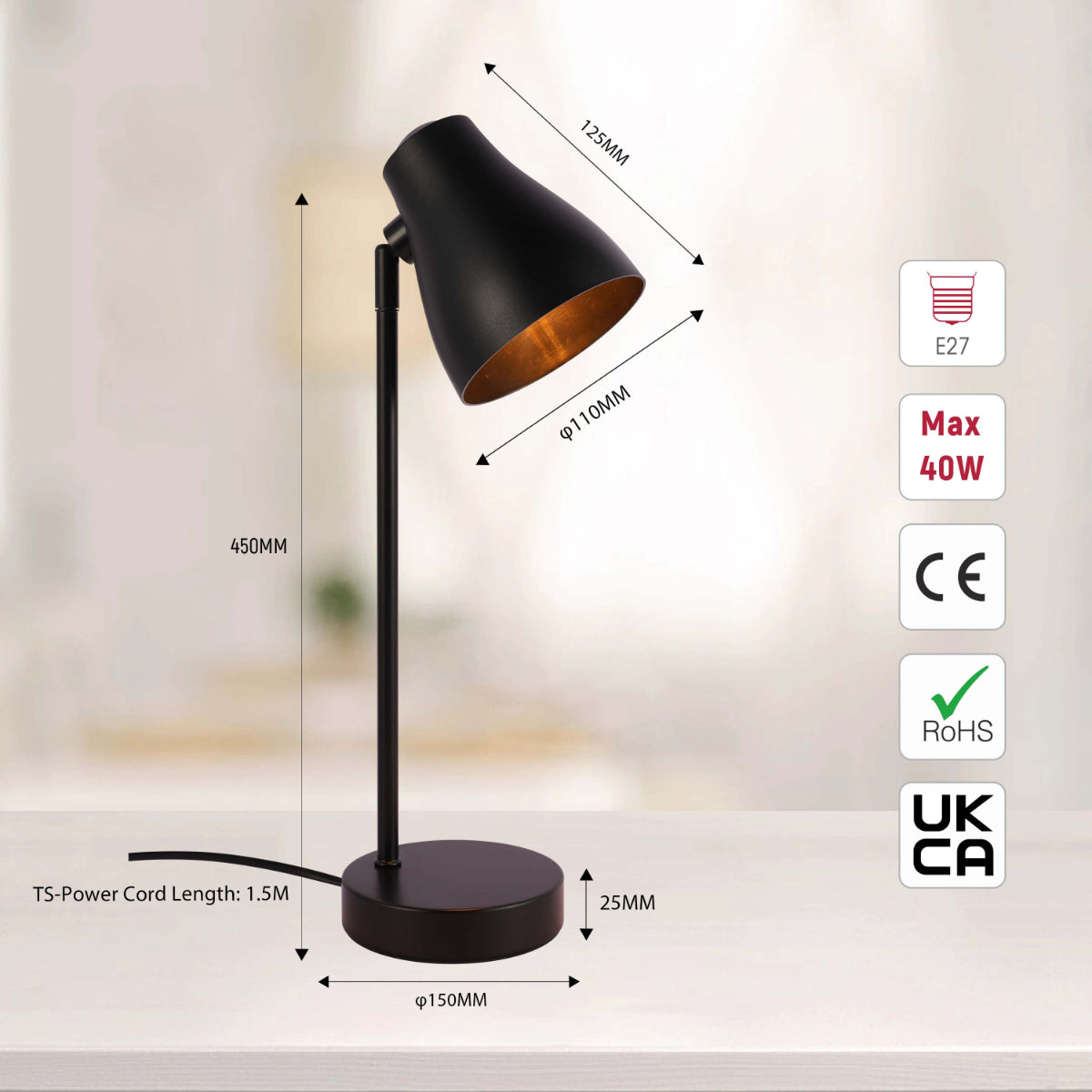 Lámpara de escritorio rotativa elegante, ideal para oficinas modernas, combinando funcionalidad y estilo contemporáneo en diversos colores.