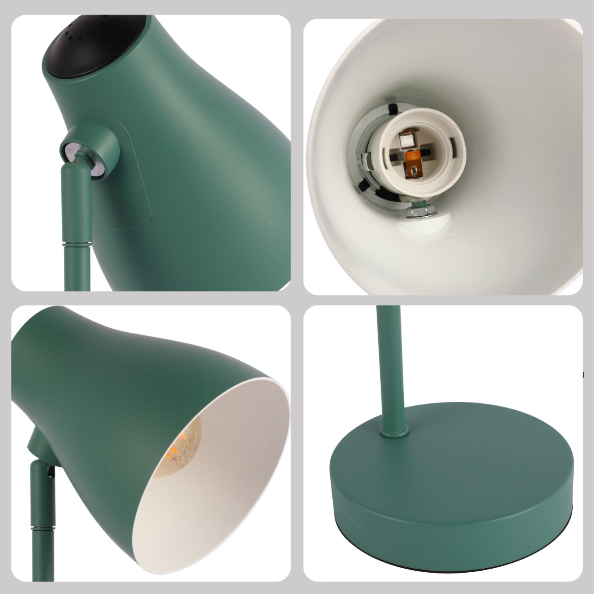 Lámpara de escritorio rotativa ideal para espacios de trabajo modernos, con diseño elegante y versátil en varios colores.