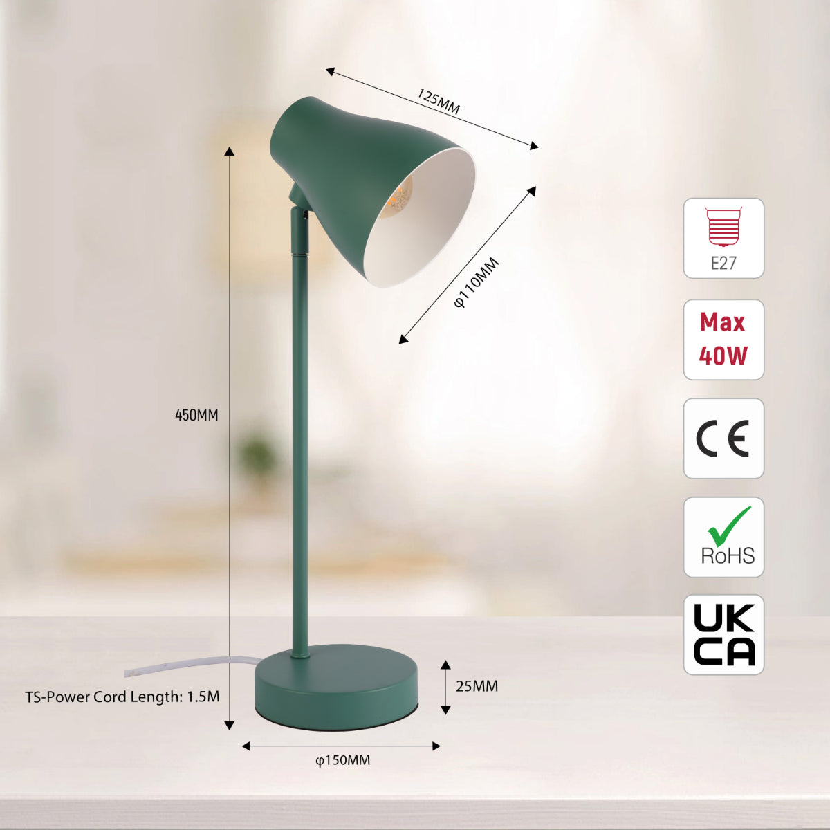 Lámpara de escritorio rotativa ideal para oficinas modernas, diseñada en varios colores y con estilo contemporáneo.
