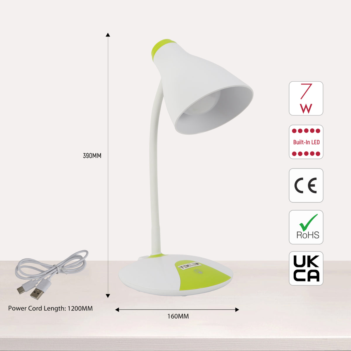 Lámpara de escritorio LED con diseño de cuello de cisne ajustable, ideal para oficinas modernas y espacios de trabajo creativos.