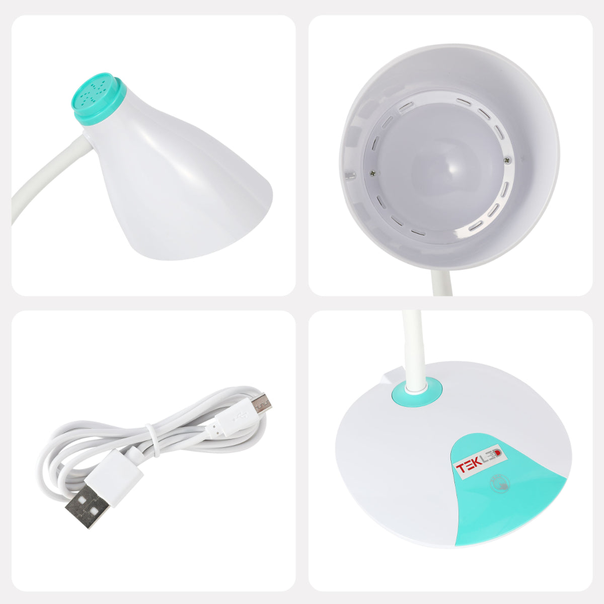 Lámpara de escritorio LED con diseño de doble color y cuello ajustable, ideal para oficinas modernas y espacios de trabajo.