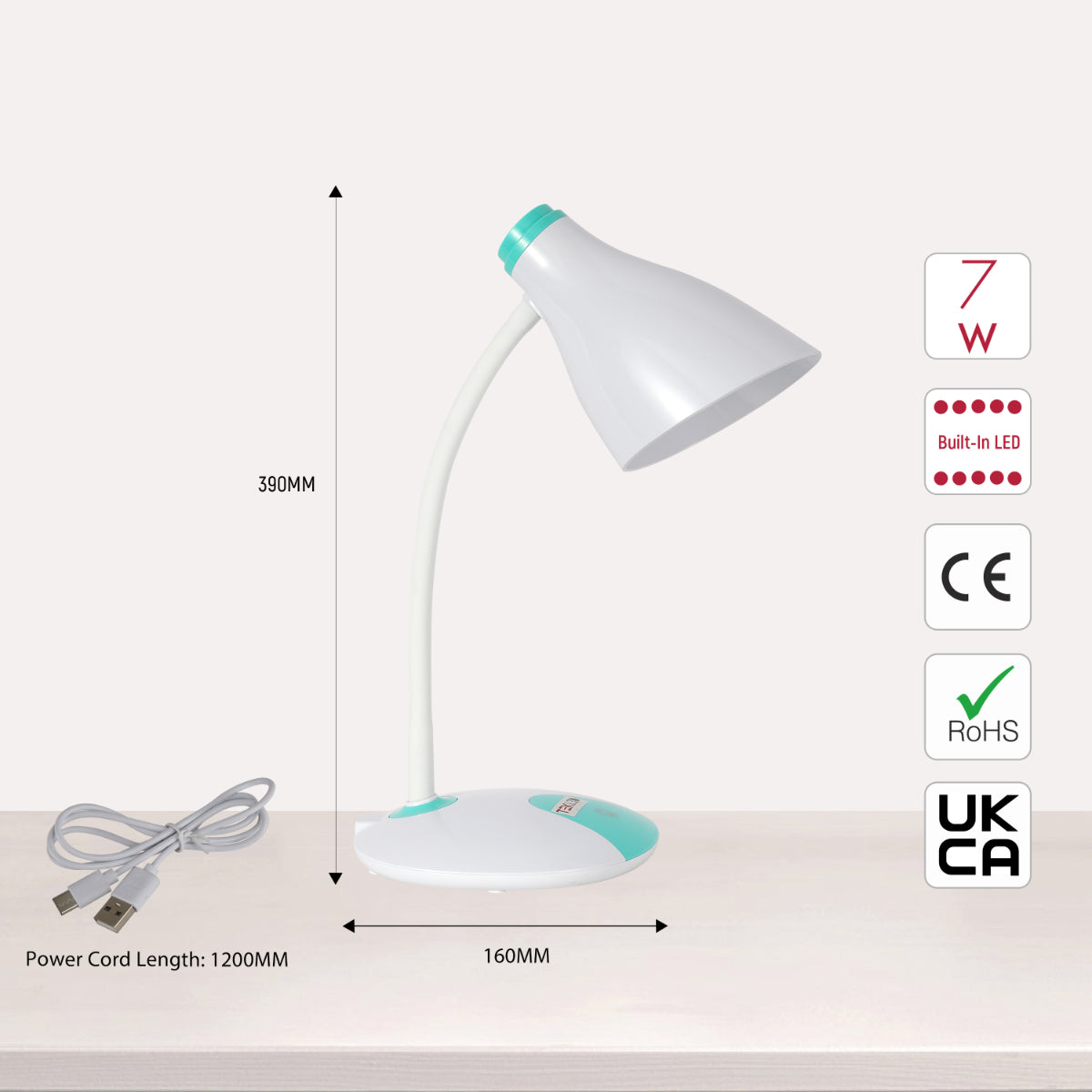 Lámpara de escritorio ajustable con cuello de ganso en diseño bicolor, ideal para oficinas o espacios de trabajo modernos.