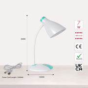 Lámpara de escritorio ajustable con cuello de ganso en diseño bicolor, ideal para oficinas o espacios de trabajo modernos.