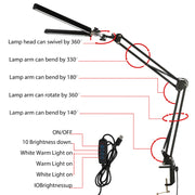 Details of Black LED Long Arm Dimming Desk Light 10W 3000-6000K TEKLED | TEKLED 130-03767