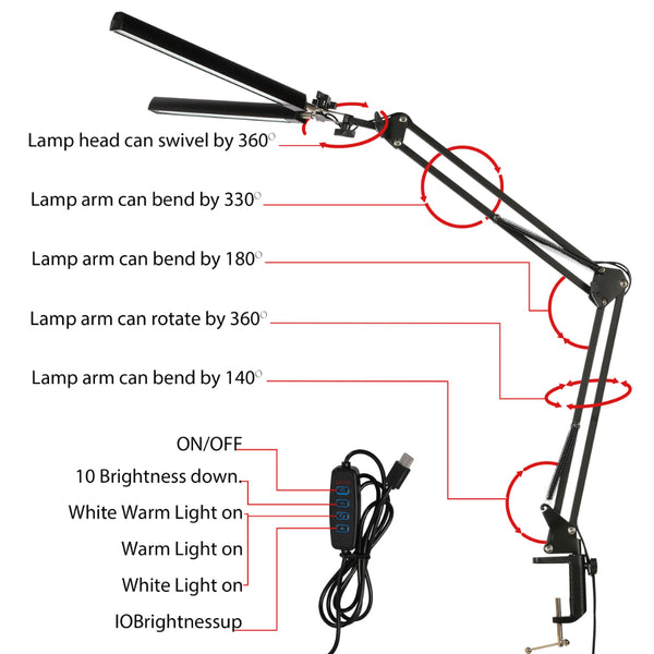 Details of Black LED Long Arm Dimming Desk Light 10W 3000-6000K TEKLED | TEKLED 130-03767