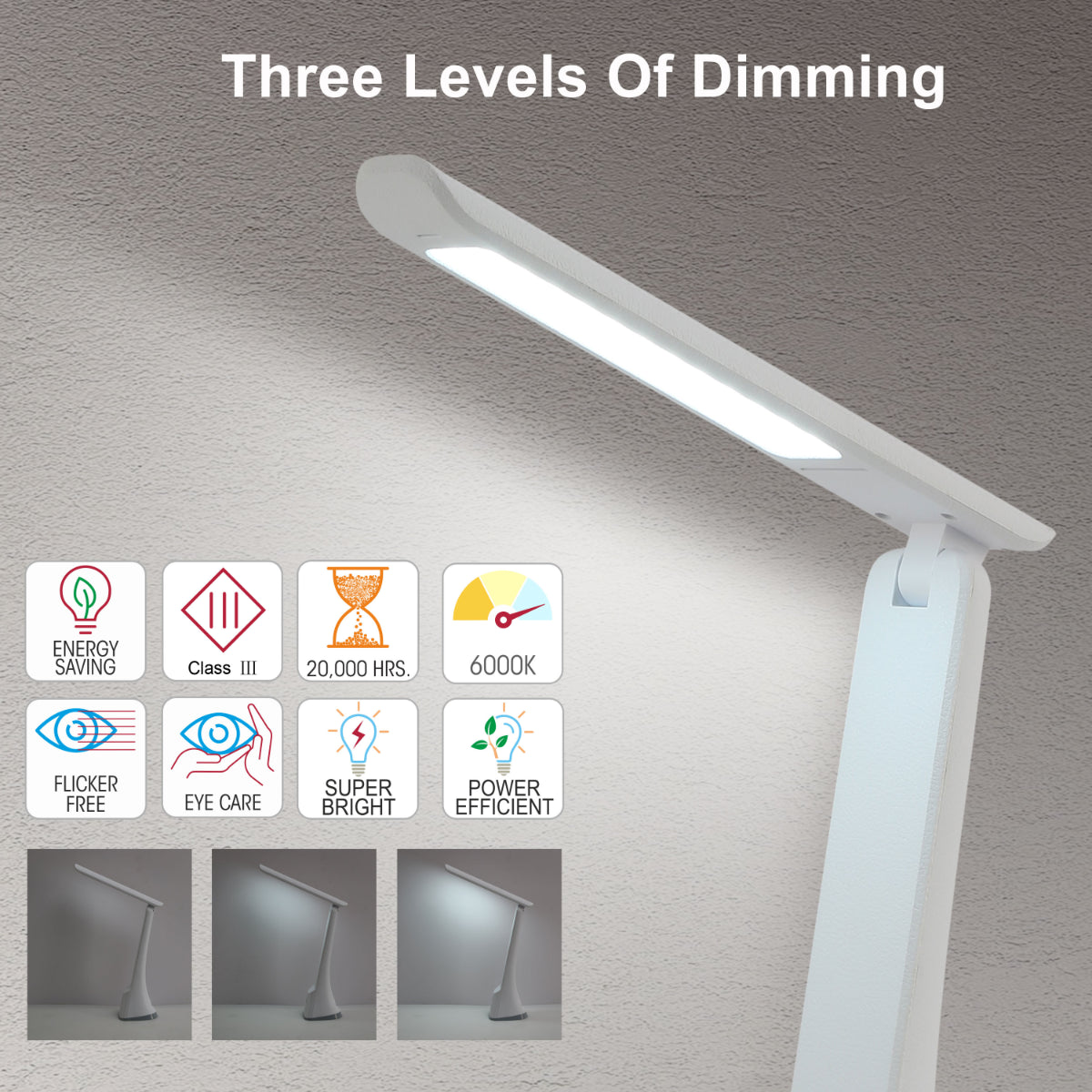 Lámpara de escritorio LED plegable con control táctil, perfecta para oficinas modernas y minimalistas.