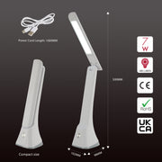 Lámpara de escritorio LED plegable, ideal para oficinas contemporáneas, con control táctil y diseño moderno y minimalista.