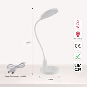 Lámpara de mesa LED recargable con cuello de ganso, perfecta para oficinas modernas y estudios de trabajo.