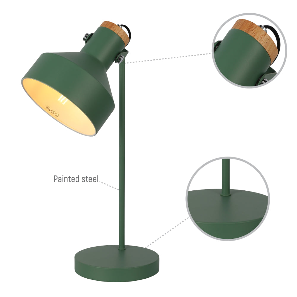 Lámpara de escritorio moderna con acento de madera, perfecta para oficinas de estilo contemporáneo y trabajados rincones de estudio.