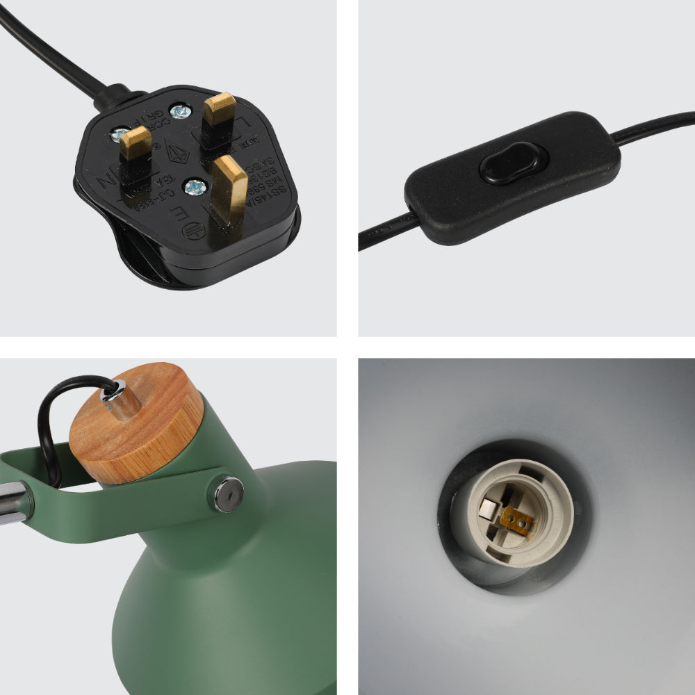 Lámpara de escritorio moderna con acento de madera, perfecta para oficinas de estilo contemporáneo. Ideal para trabajar con estilo.